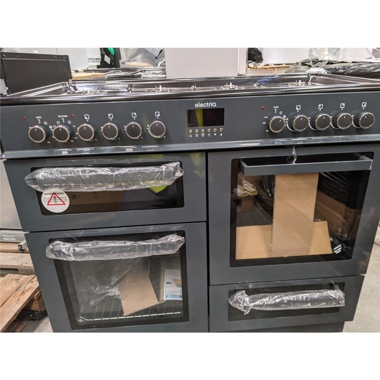 Refurbished electriQ 100cm Dual Fuel Range Cooker - Slate Grey