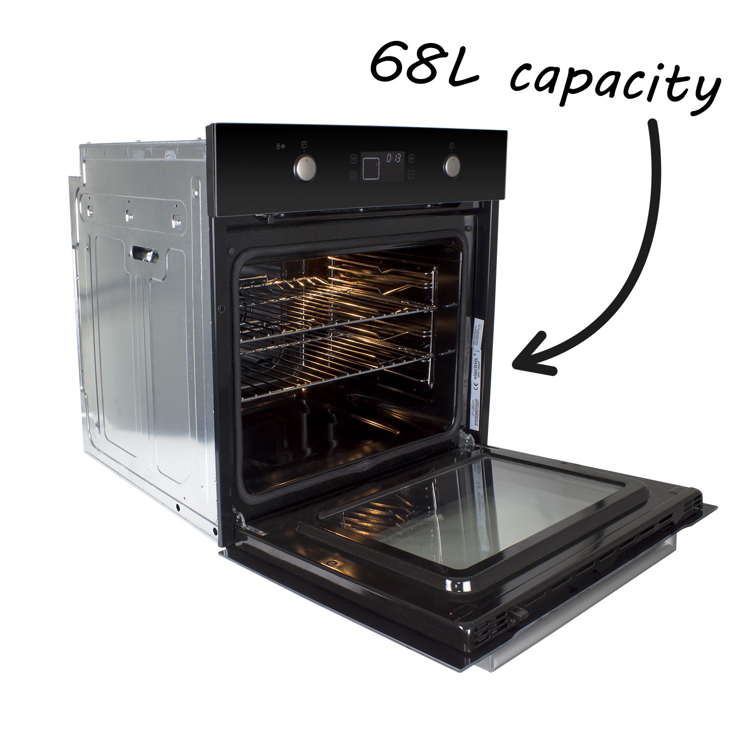 electriQ 68L Plug In Pyrolytic Self Cleaning Electric Single Oven