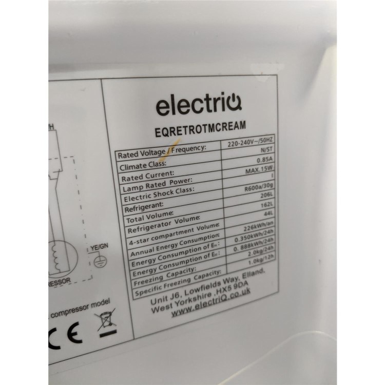 Refurbished electriQ 208 Litre 80/20 Freestanding Fridge Freezer - Cream