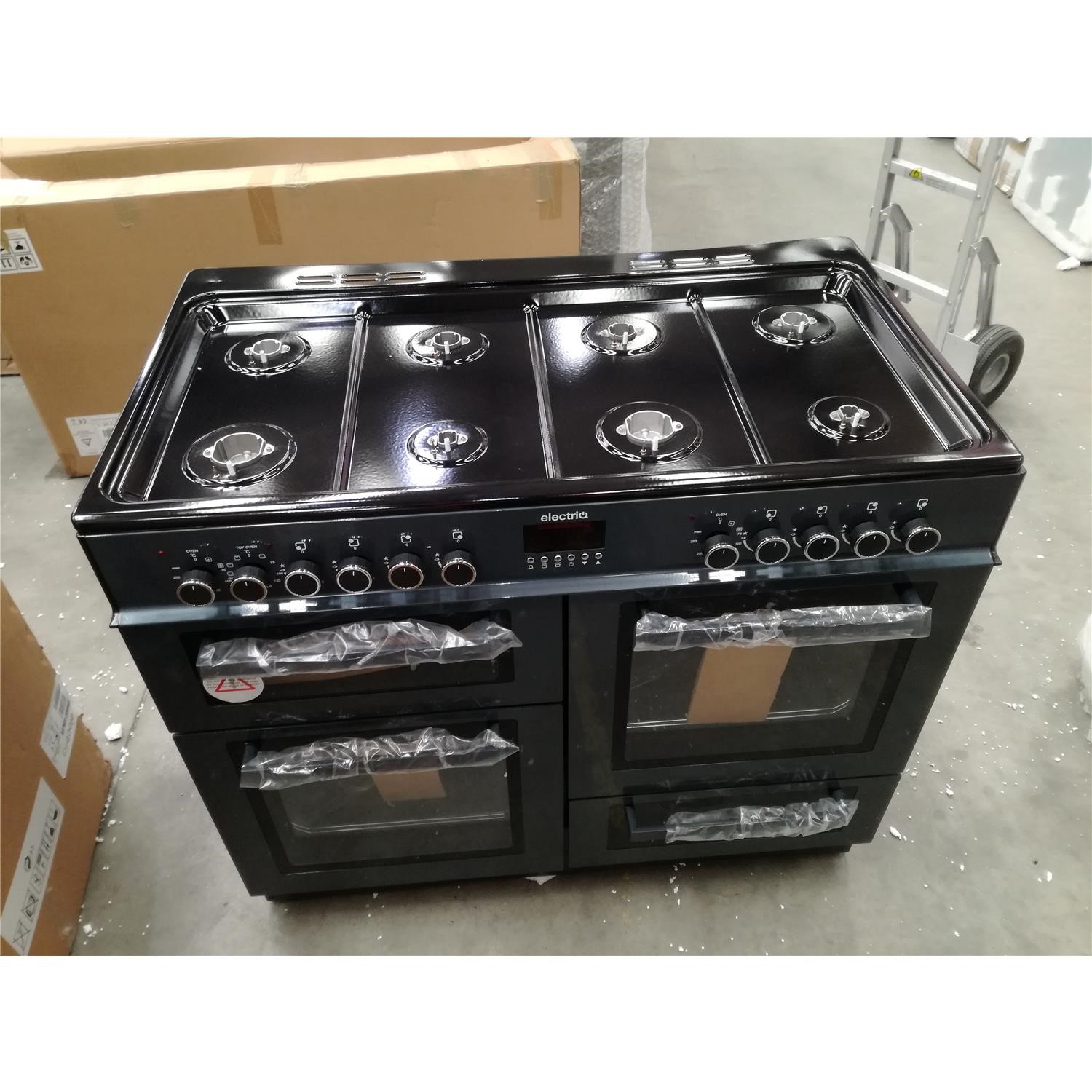 Refurbished electriQ 100cm Dual Fuel Range Cooker Slate Grey electriQ