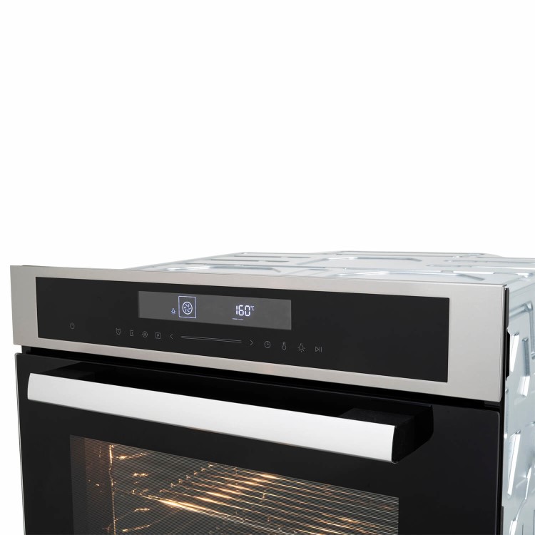 Refurbished electriQ EQOVENM4STEEL Touch Control 60cm Single Built In Electric Oven Stainless Steel