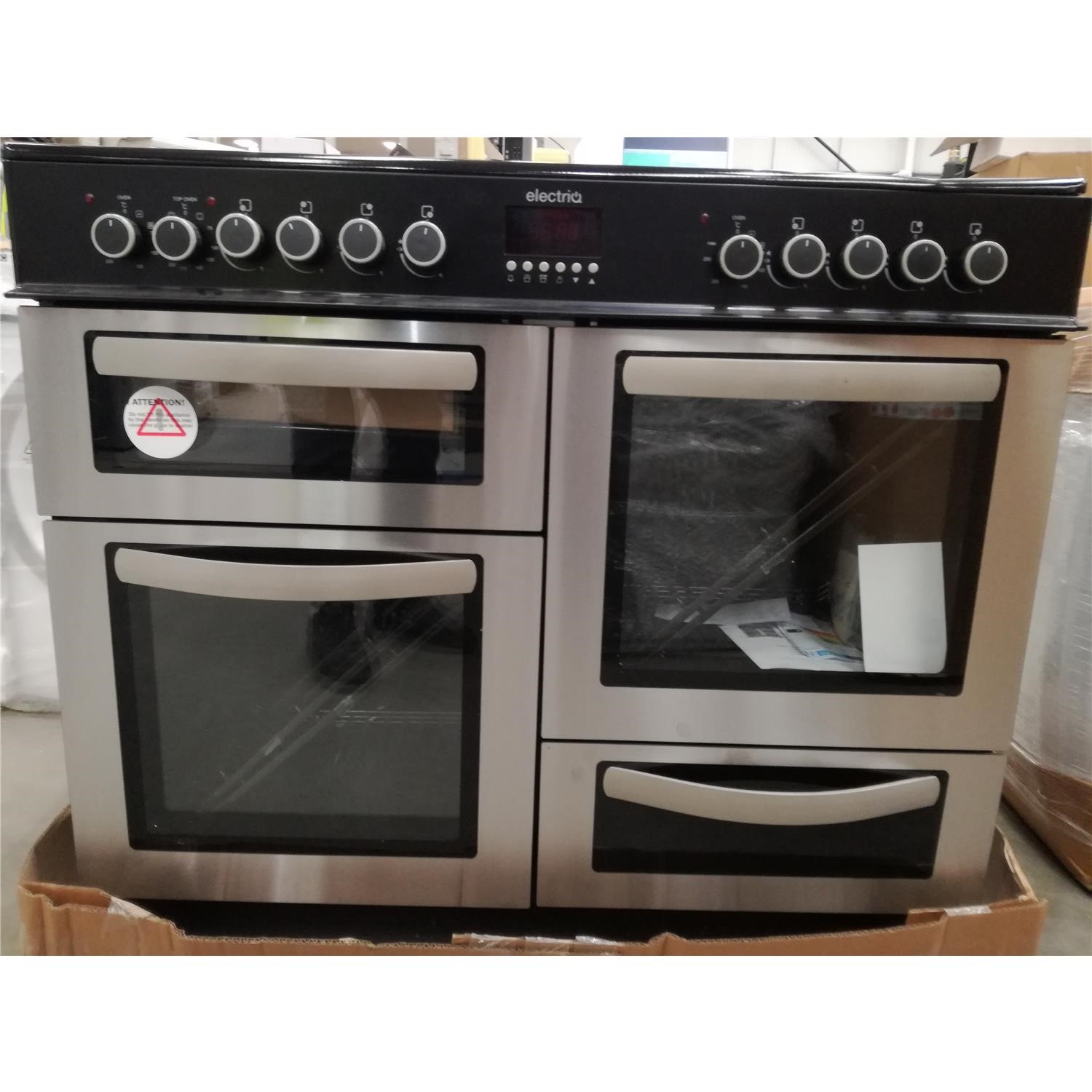 Refurbished electriQ 100cm Dual Fuel Double Oven Range Cooker Stainless Steel electriQ