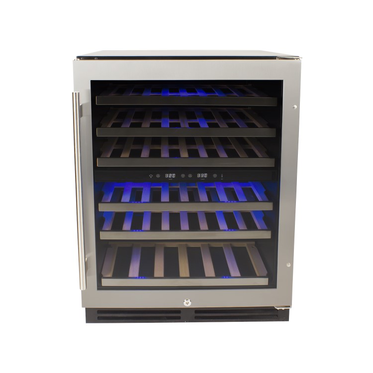 Refurbished electriQ EQWINE60SFDZ 60cm 51 Bottle Wine Cooler Full Range Dual Zone - Stainless Steel