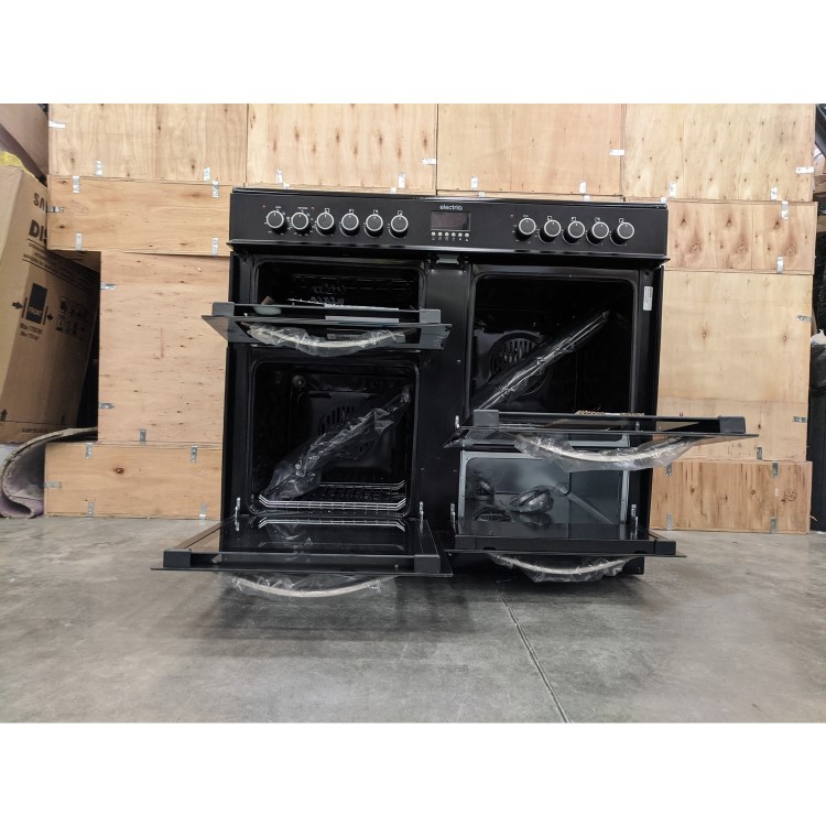 Refurbished electriQ 100cm Dual Fuel Double Oven Range Cooker - Stainless Steel