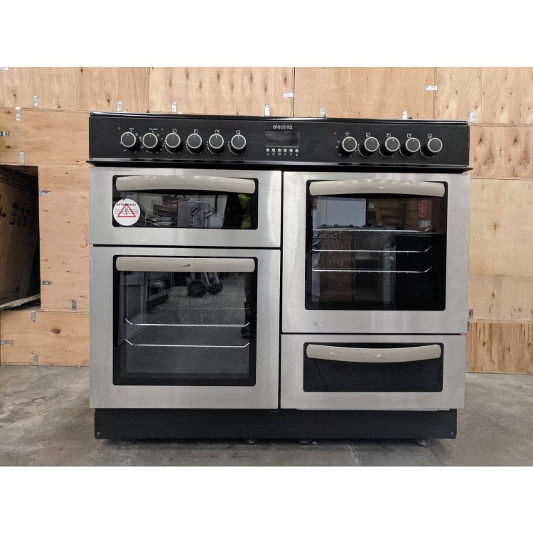 Refurbished electriQ EQRANGE100SS 100cm Dual Fuel Double Oven Range Cooker Stainless Steel