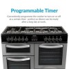 electriQ 100cm Dual Fuel Double Oven Range Cooker - Stainless Steel