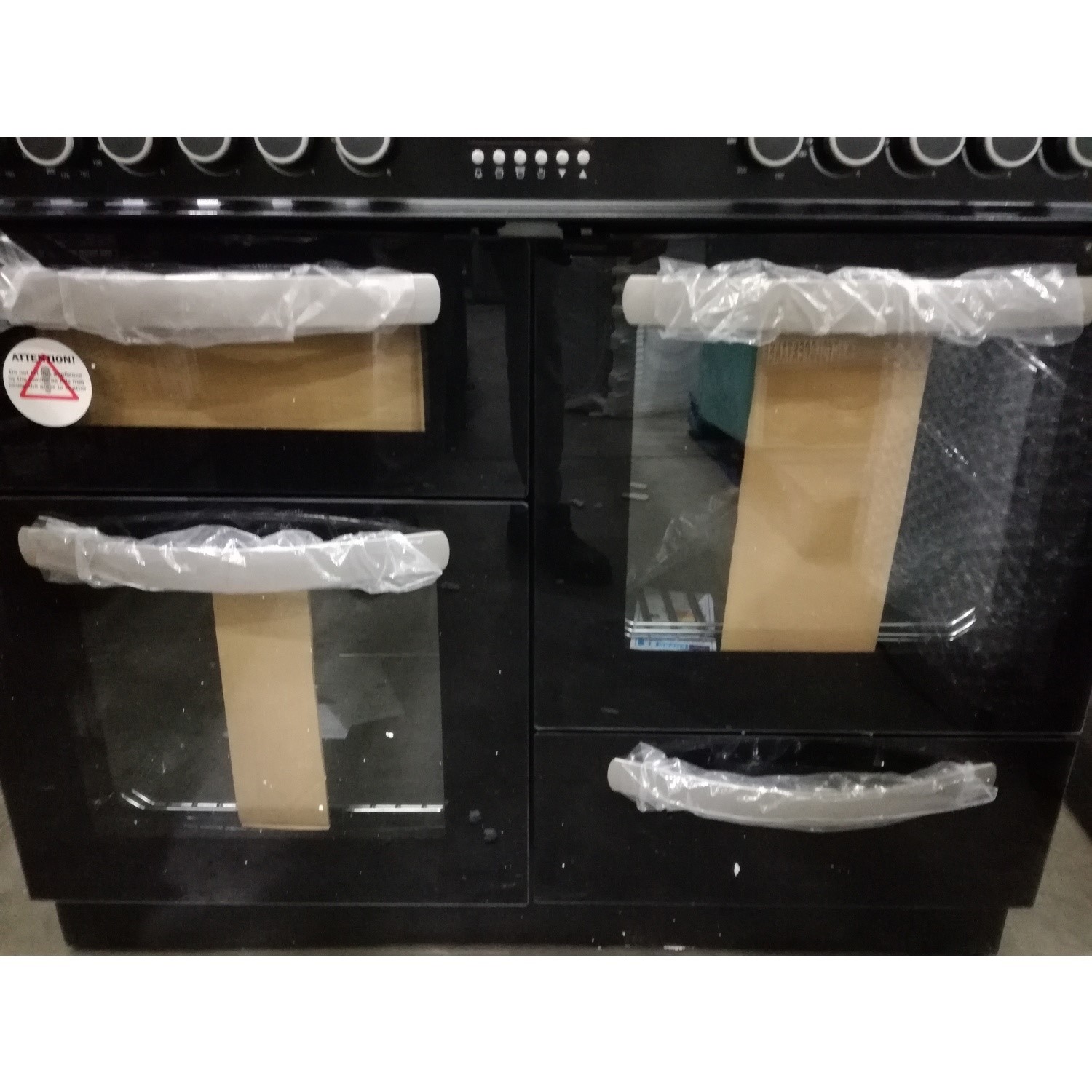 Refurbished electriQ EQRANGE100BLACK 100cm Dual Fuel Double Oven Range