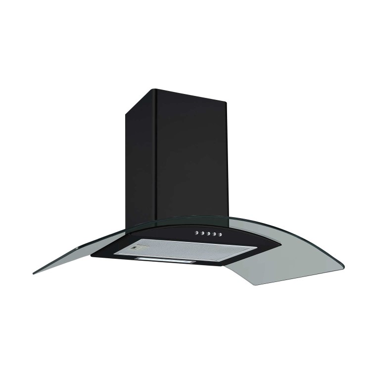 electriQ 70cm Curved Glass Chimney Cooker Hood - Black