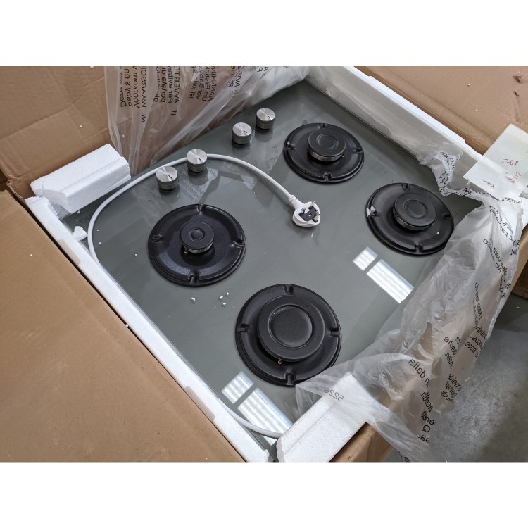 Refurbished electriQ EQGH604LG 60cm Gas on Glass 4 Burner Gas Hob Lunar Grey