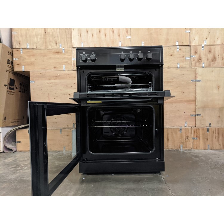 Refurbished electriQ EQEC60B5 60cm Double Oven Electric Cooker with Ceramic Hob Black