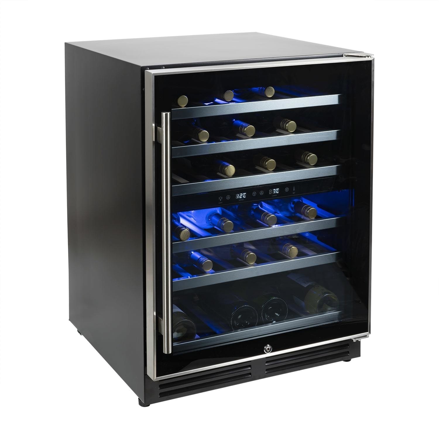 Stainless Steel electriQ 60cm 51 Bottle Wine Cooler Full Range Dual Zone 