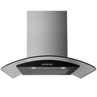electriQ 60cm Curved Glass Chimney Cooker Hood - Stainless Steel