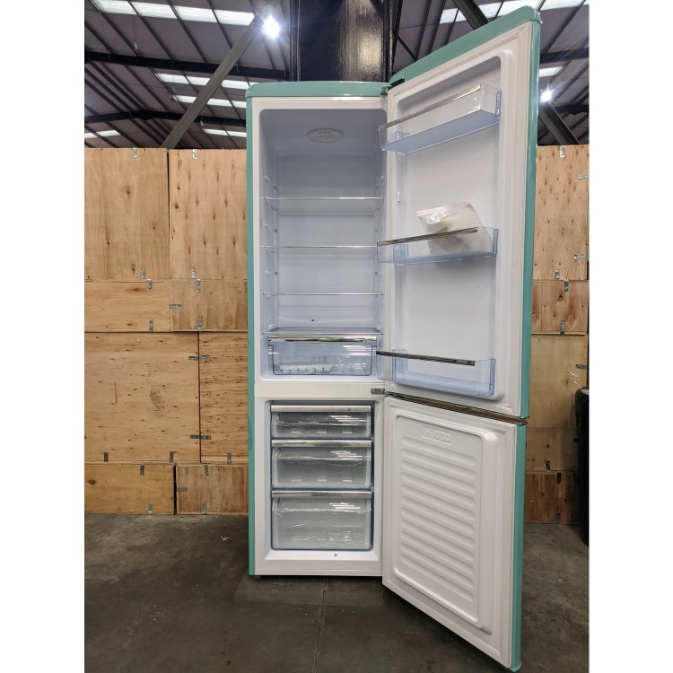 Refurbished electriQ eq6040retroblue Retro Freestanding 244 Litre 60/40 Fridge Freezer Blue