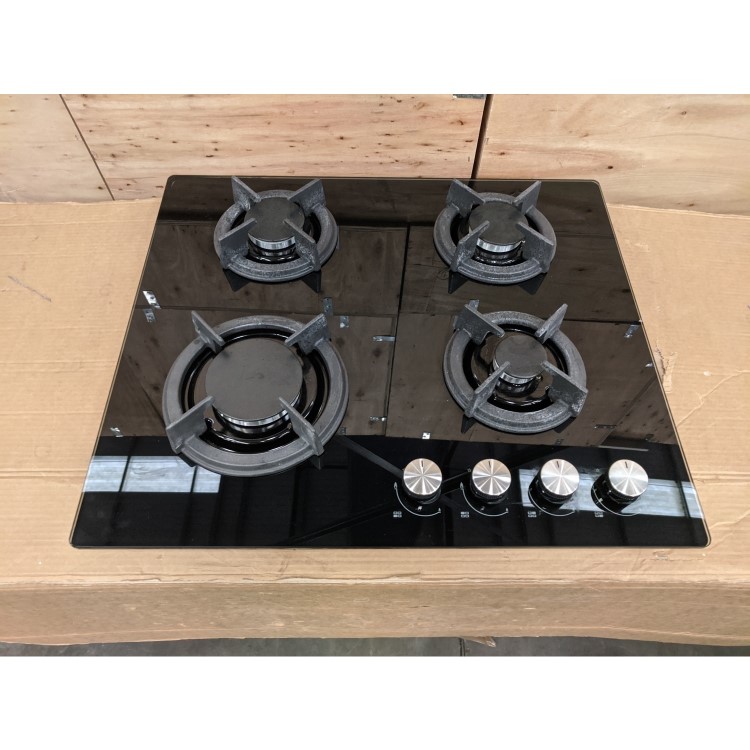 Refurbished electriQ IQGH604B 60cm 4 Burner Gas on Glass Hob Black