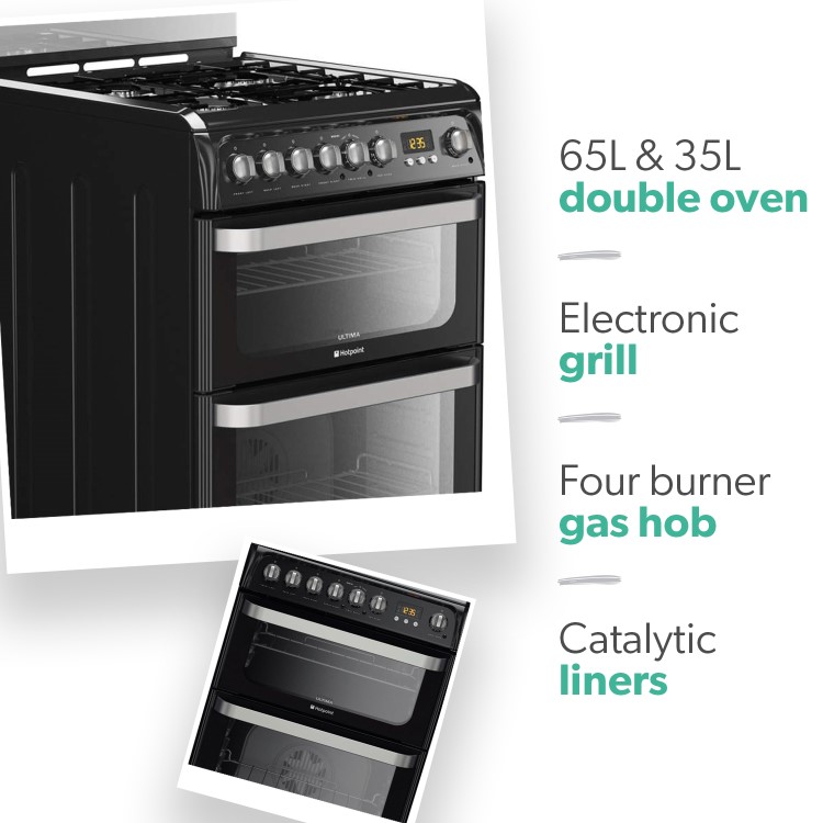Refurbished Hotpoint HUD61KS 60cm Dual Fuel Cooker