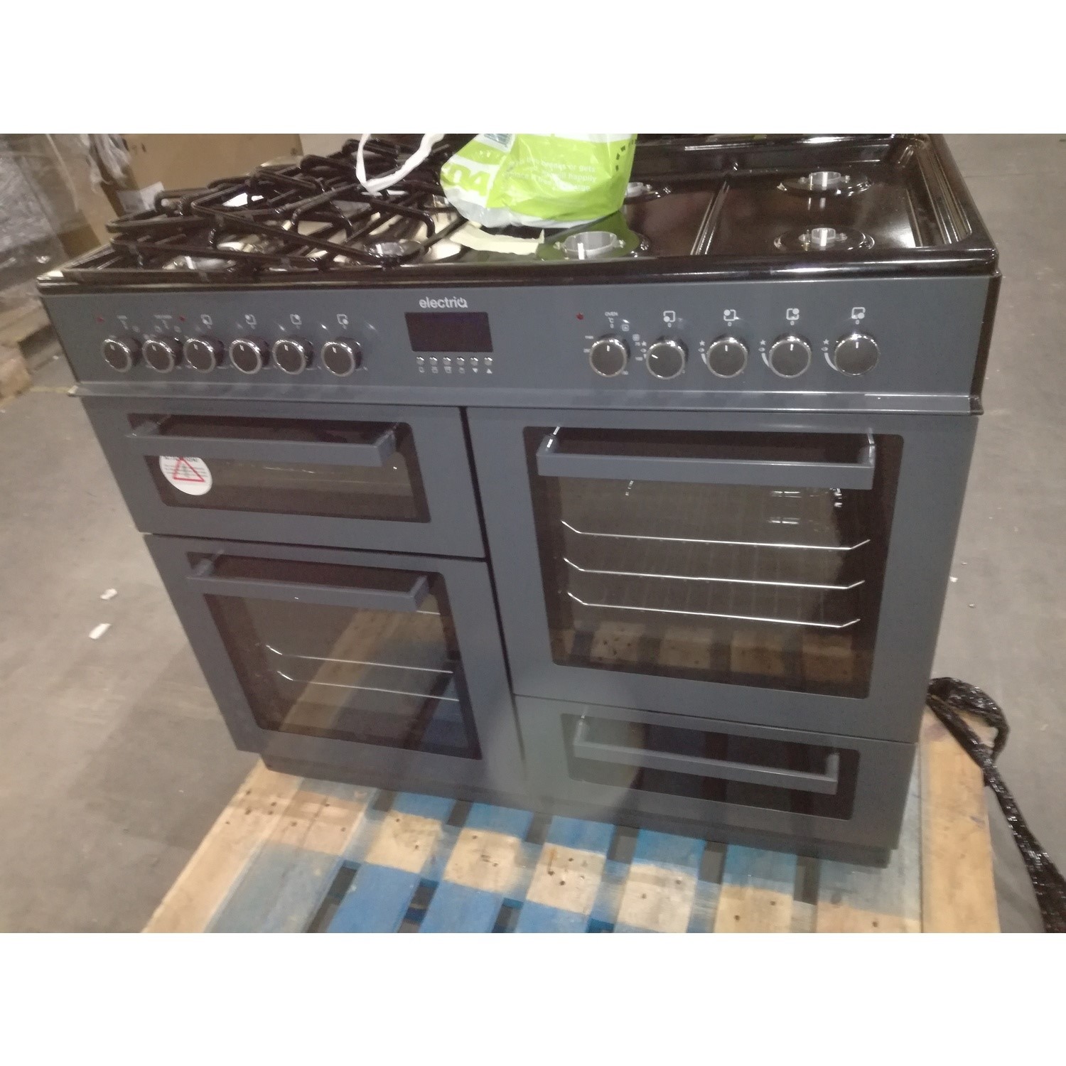 Refurbished electriQ EQRANGE100SLATE 100cm Dual Fuel Range Cooker Slate