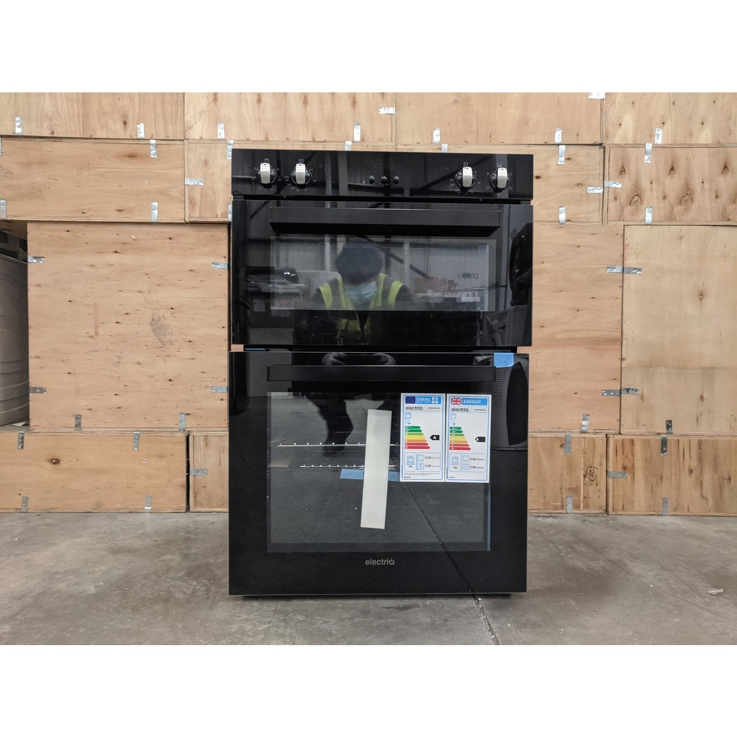 Refurbished electriQ EQDO1BLACK 60cm Double Built In Electric Oven