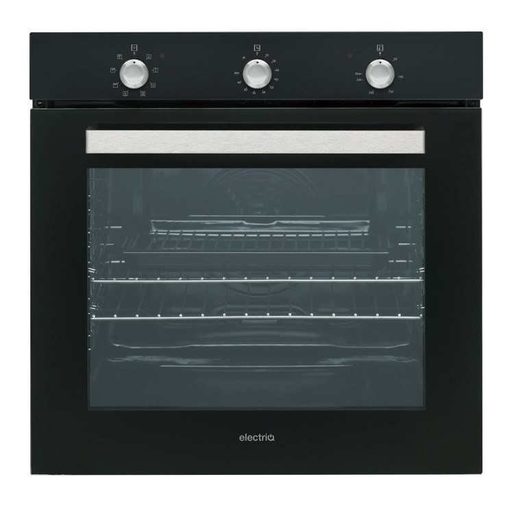 GRADE A2 - electriQ Extra Large Capacity 73 Litre Built in Electric Fan Assisted Black Single Oven - Supplied with a plug