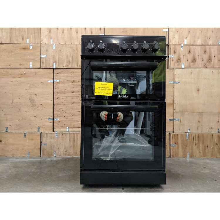 Refurbished electriQ EQEC50B3 50cm Double Cavity Electric Cooker with Ceramic Hob Black