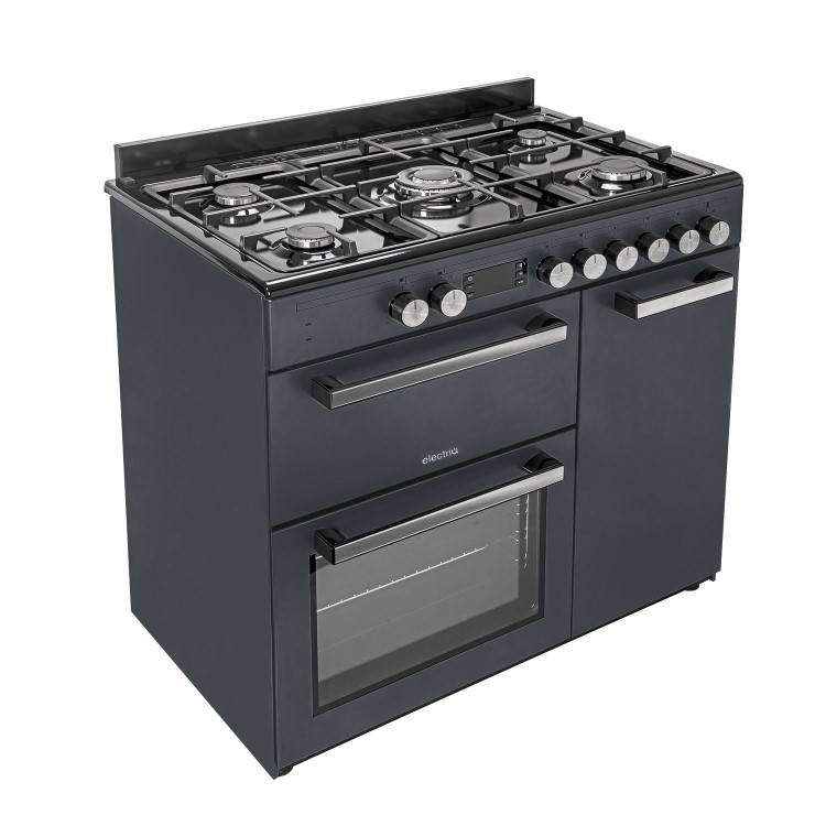 Refurbished electriQ 90cm Dual Fuel Triple Cavity Range Cooker - Charcoal Grey