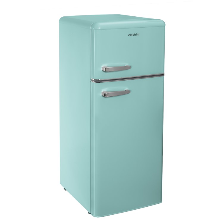 Refurbished electriQ eqretrotmblue Freestanding 208 Litre 80/20 Top Mount Retro Fridge Freezer Blue