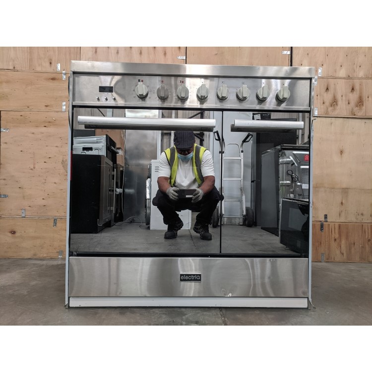 Refurbished electriQ EQ90RANGEMDCER 90cm Electric Range Cooker Mirror Finish Stainless Steel