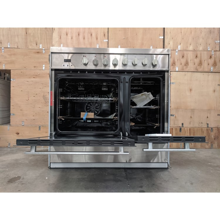Refurbished electriQ EQ90RANGEMDCER 90cm Electric Range Cooker Mirror Finish Stainless Steel