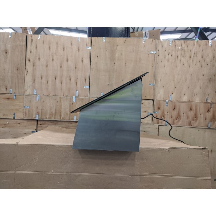 Refurbished electriQ eIQCHB90B 90cm Angled Cooker Hood with Optional Chimney Black Glass and Stainless Steel