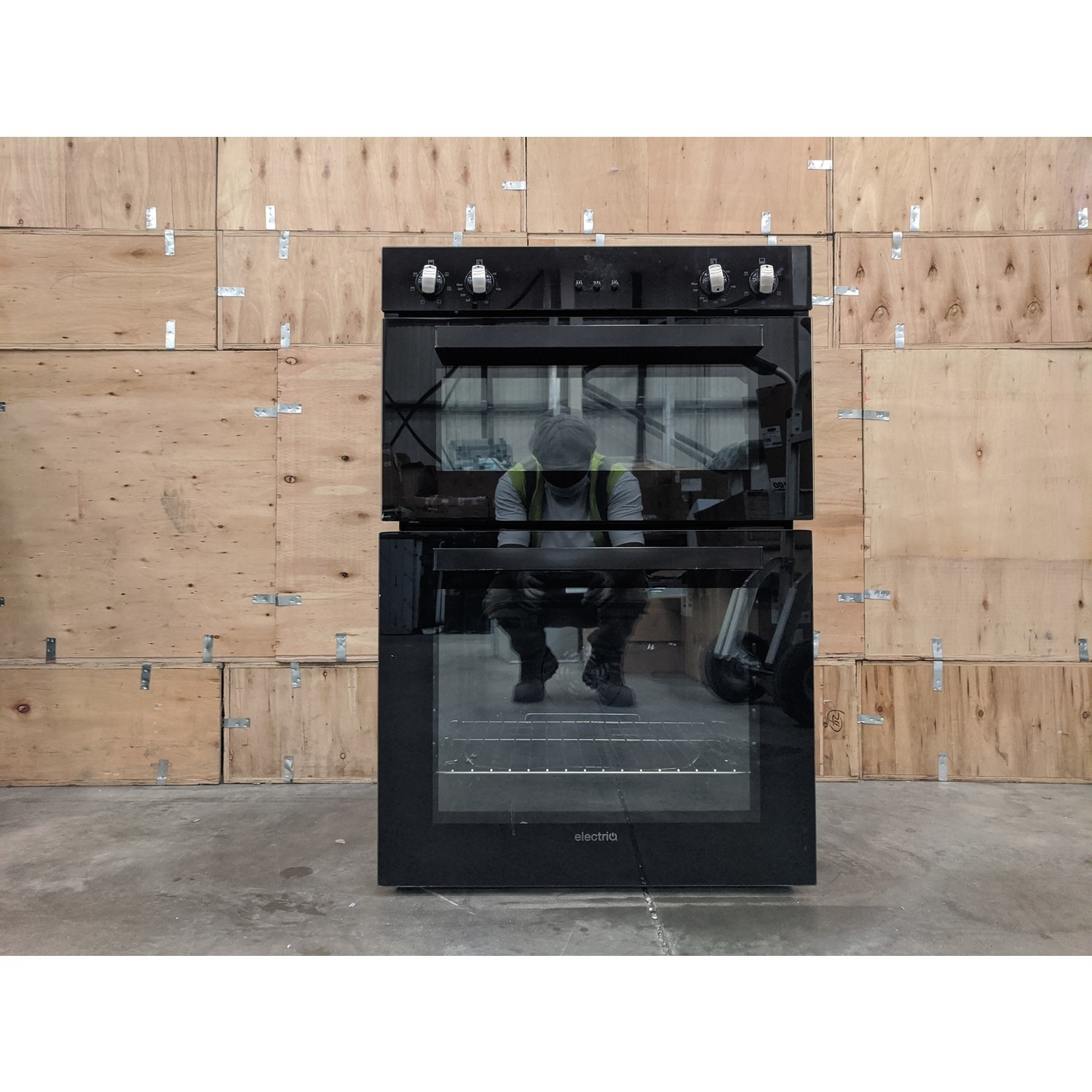 Refurbished electriQ EQDO1BLACK 60cm Double Built In Electric Oven