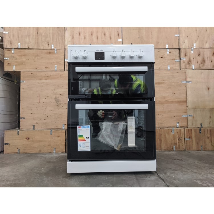 Refurbished electriQ EQDFC360WH 60cm Dual Fuel Cooker with Double Oven White