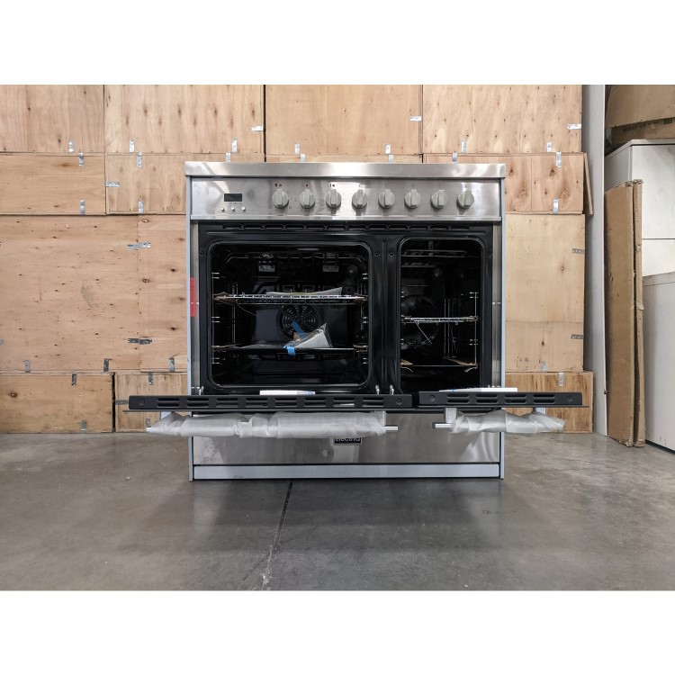 Refurbished electriQ EQ90RANGEMDCER 90cm Electric Range Cooker Mirror Finish Stainless Steel