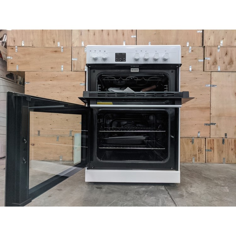 Refurbished electriQ EQEC60W4 60cm Double Cavity Electric Cooker with Ceramic Hob White