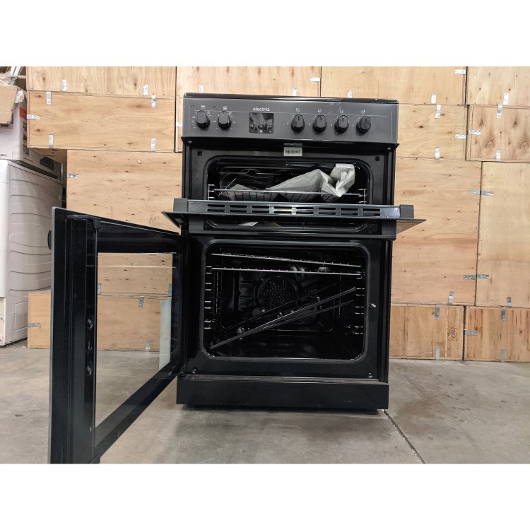 Refurbished electriQ EQDFC360CG 60cm Dual Fuel Cooker with Double Oven Charcoal Grey