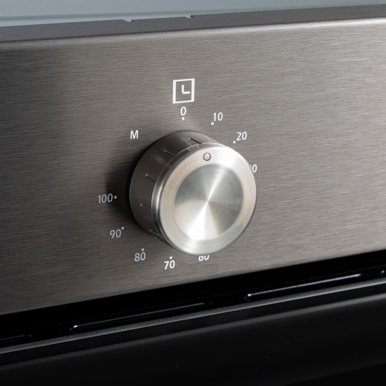 Refurbished electriQ EQBIOLG1DARKINOX 60cm Single Built In Fan Assisted Electric Oven Black