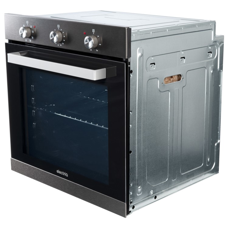 Refurbished electriQ EQBIOLG1DARKINOX 60cm Single Built In Fan Assisted Electric Oven Black