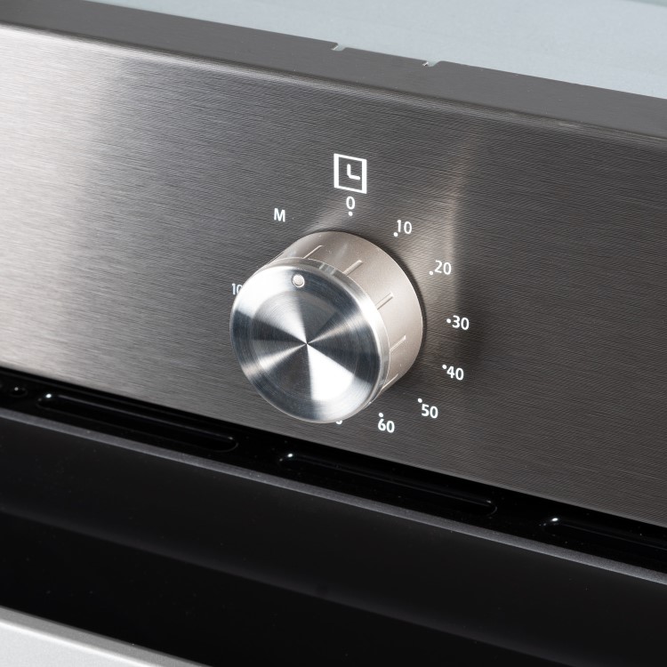 Refurbished electriQ EQBIOLG1DARKINOX 60cm Single Built In Fan Assisted Electric Oven Black