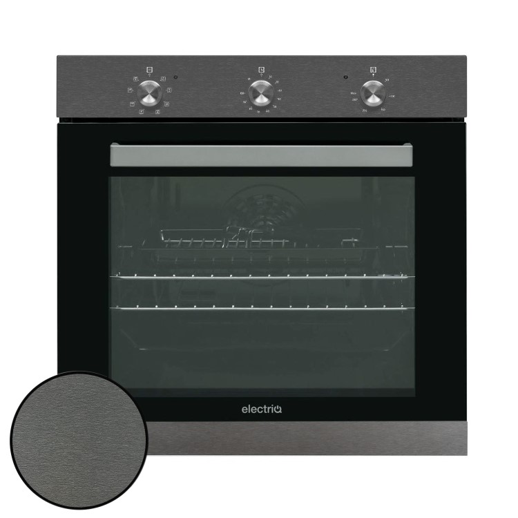 Refurbished electriQ EQBIOLG1DARKINOX 60cm Single Built In Fan Assisted Electric Oven Black