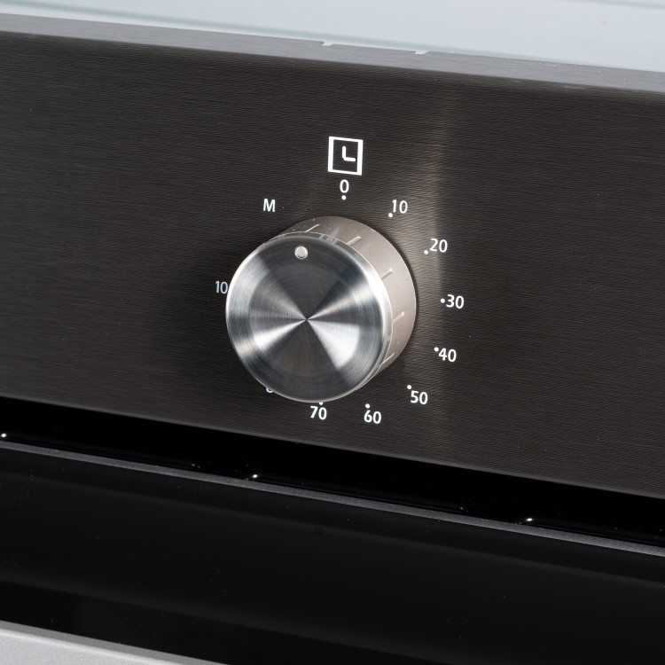 Refurbished electriQ EQBIOLG1DARKINOX 60cm Single Built In Fan Assisted Electric Oven Black