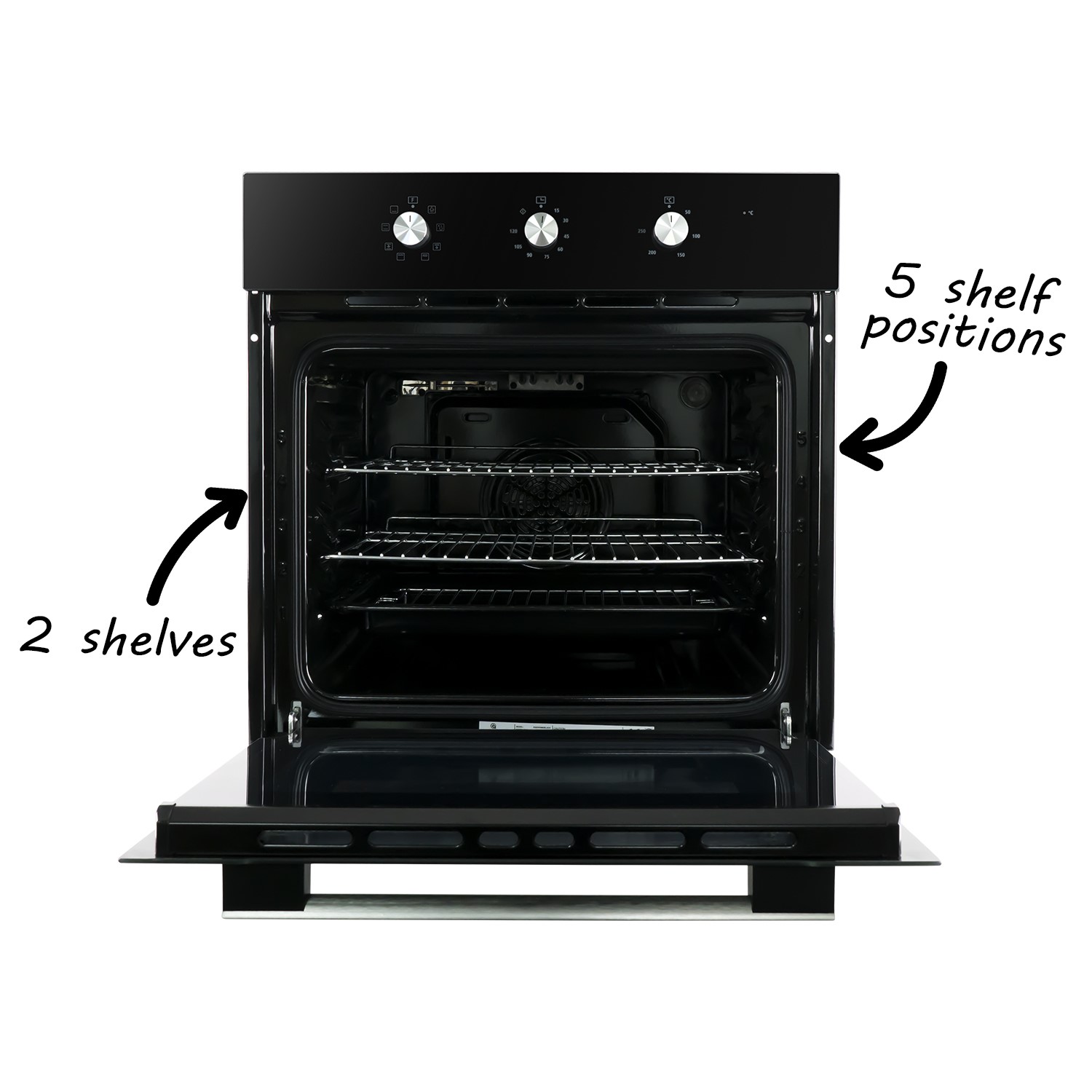 Refurbished electriQ EQOVENM2BLACK 60cm Single Built In Electric Oven