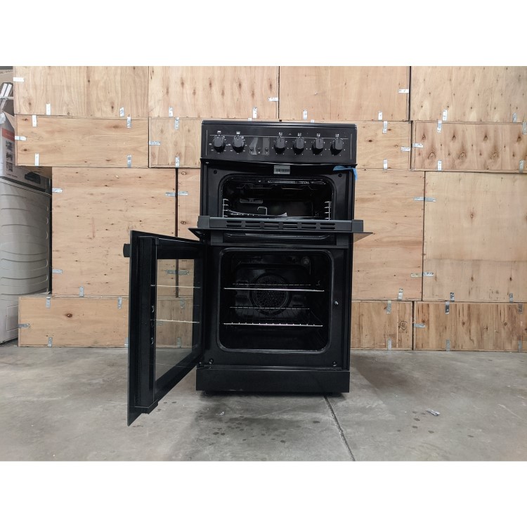 Refurbished electriQ EQEC50B3 50cm Double Cavity Electric Cooker with Ceramic Hob Black