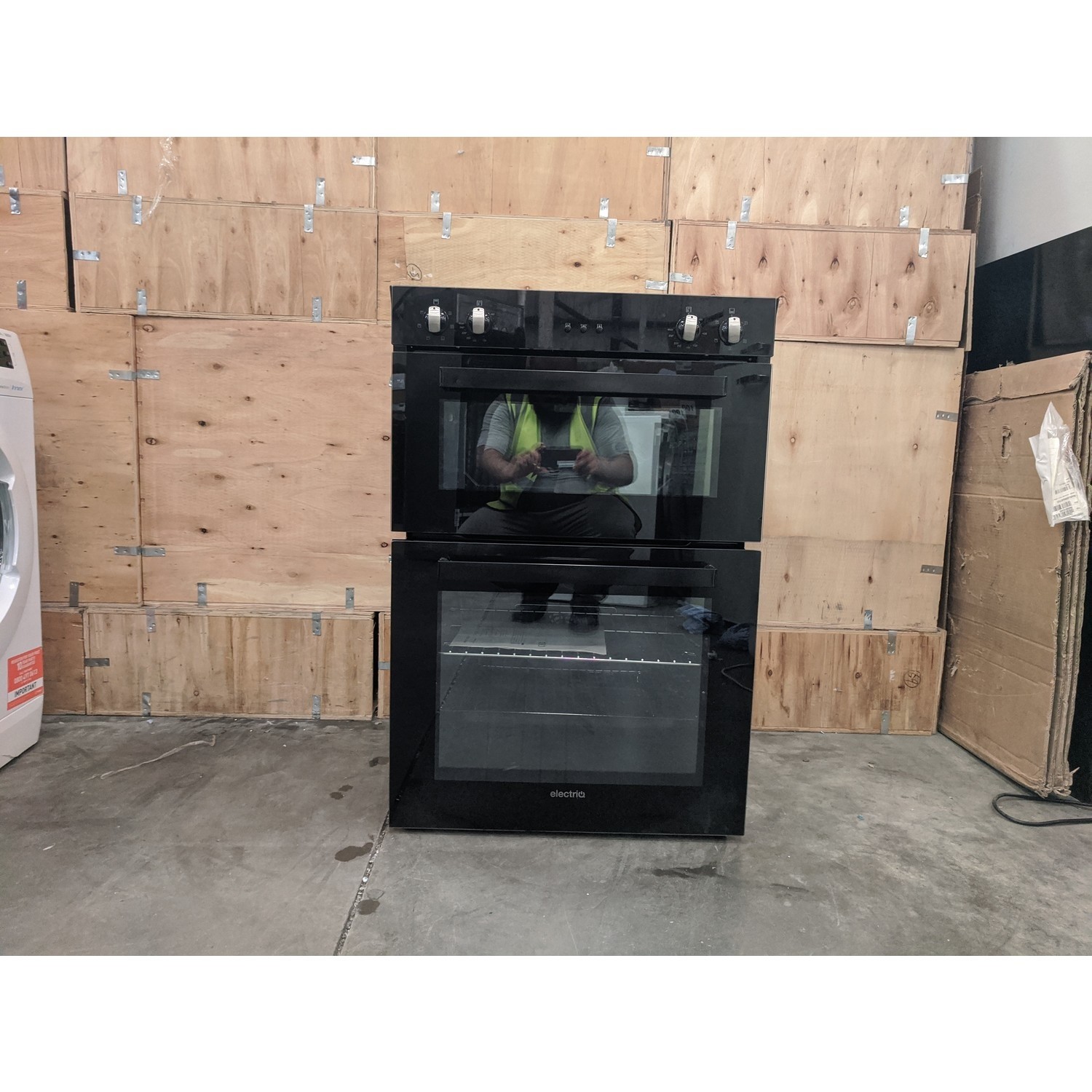 Refurbished electriQ EQDO1BLACK 60cm Double Built In Electric Oven