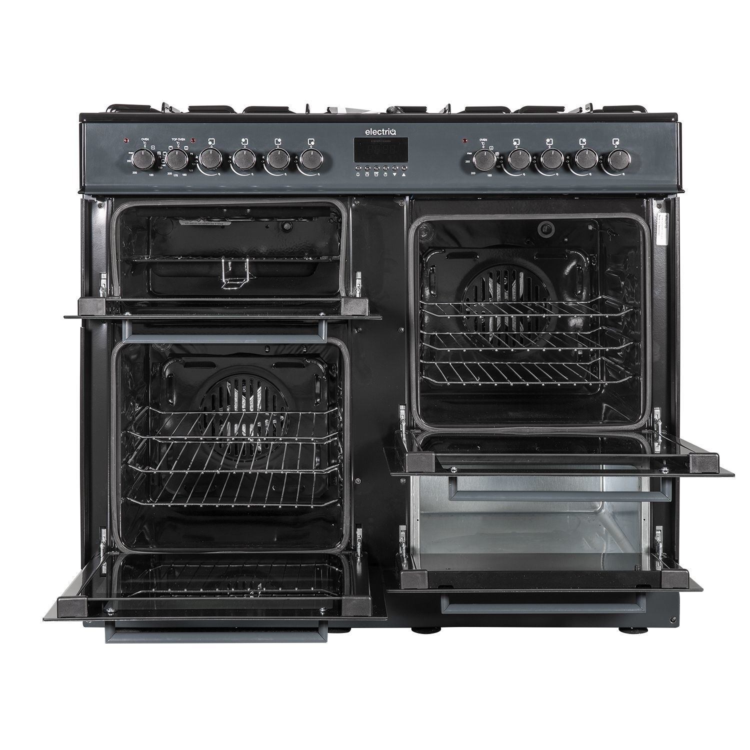 Refurbished electriQ EQRANGE100SLATE 100cm Dual Fuel Range Cooker Grey