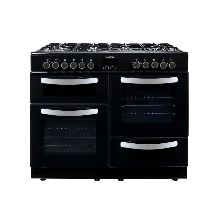 GRADE A2 - electriQ 100cm Dual Fuel Double Oven Range Cooker - Black