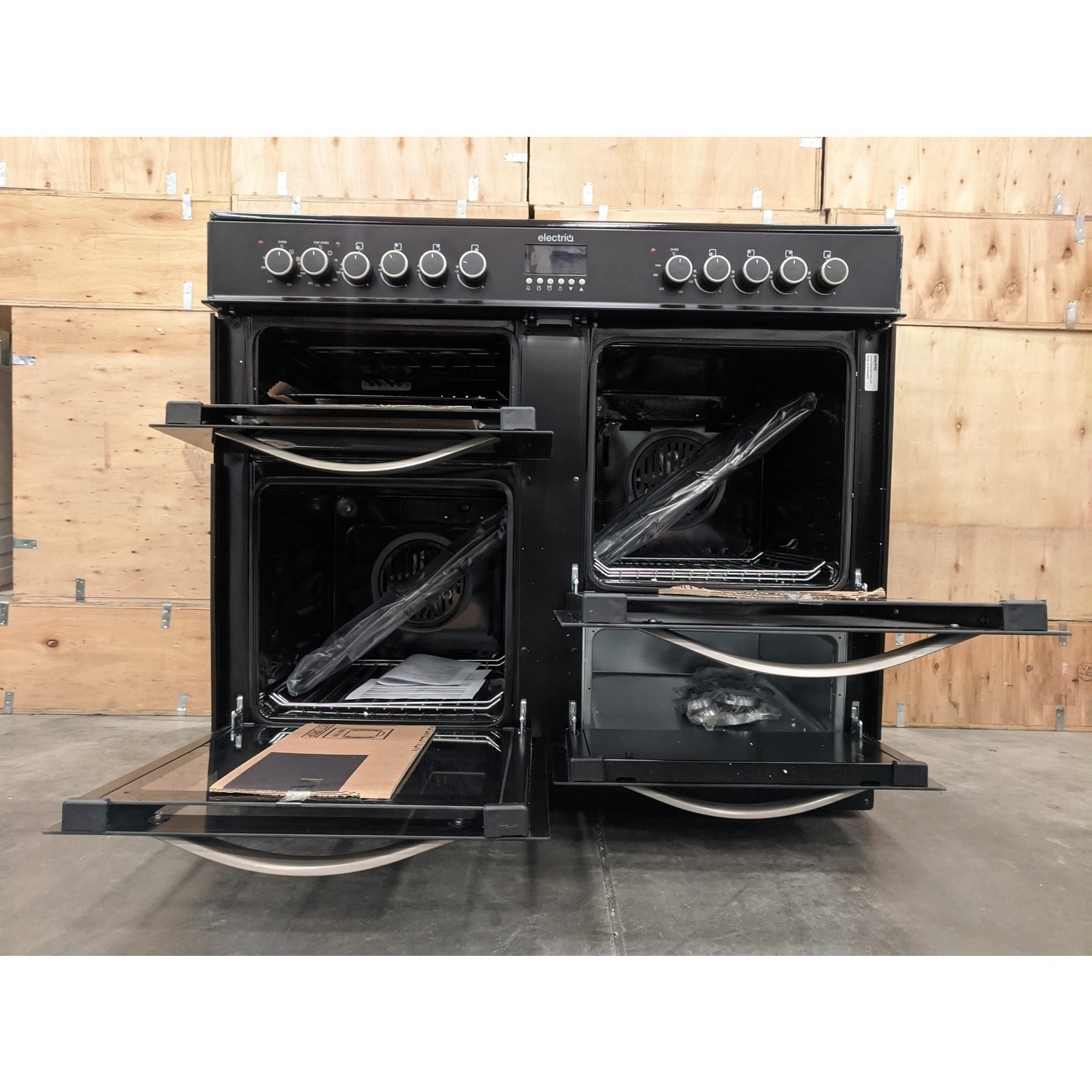 Refurbished electriQ EQRANGE100BLACK 100cm Dual Fuel Range Cooker