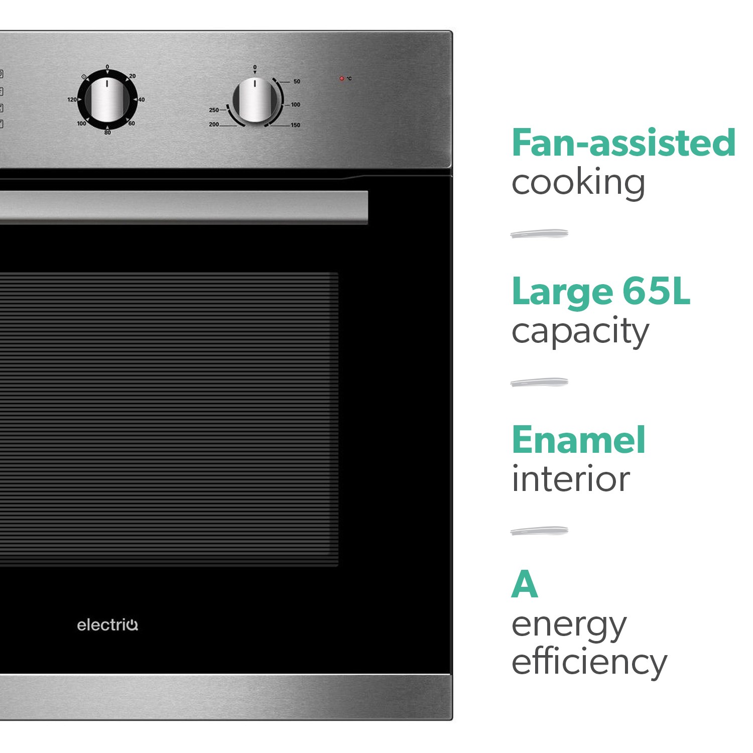 electriQ 65L 8 Function Stainless Steel Fan Assisted Electric Single Oven Supp 