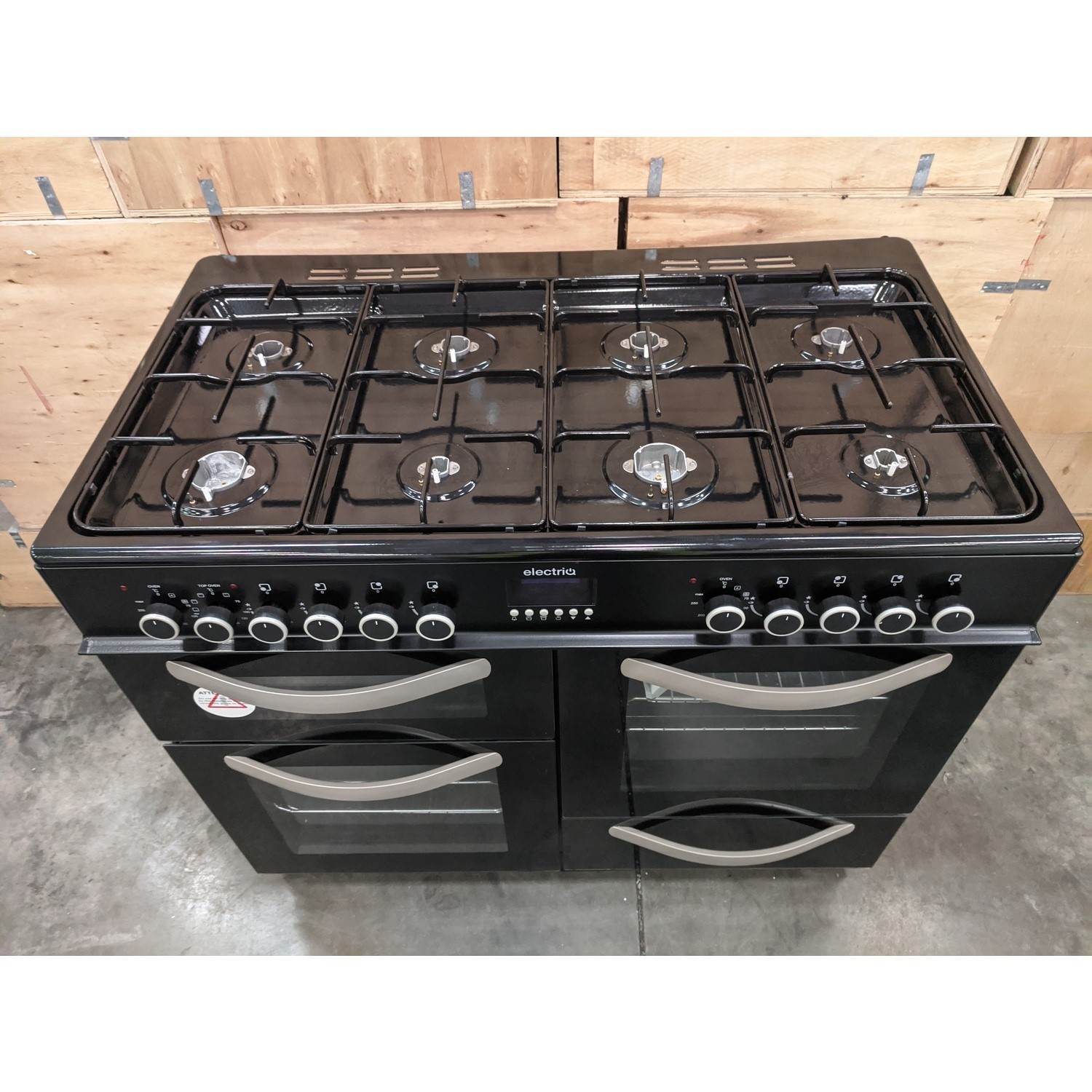 Refurbished electriQ EQRANGE100BLACK 100cm Dual Fuel Double Oven Range