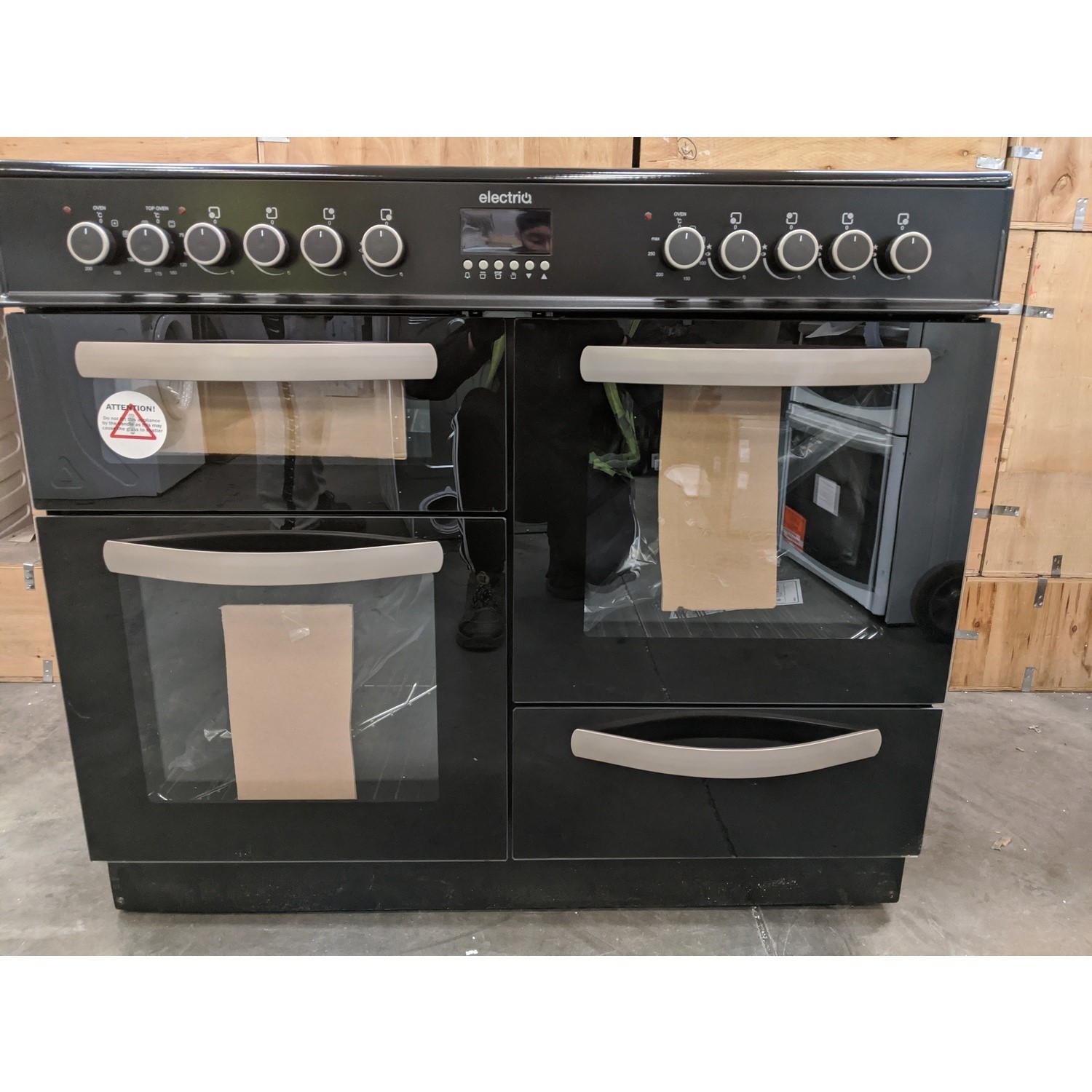 Refurbished electriQ EQRANGE100BLACK 100cm Dual Fuel Range Cooker