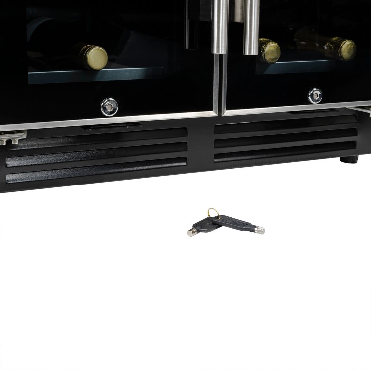 GRADE A2 - electriQ 36 Bottle Freestanding Under Counter Wine Cooler Dual Zone 60cm Wide 82cm Tall - Stainless Steel