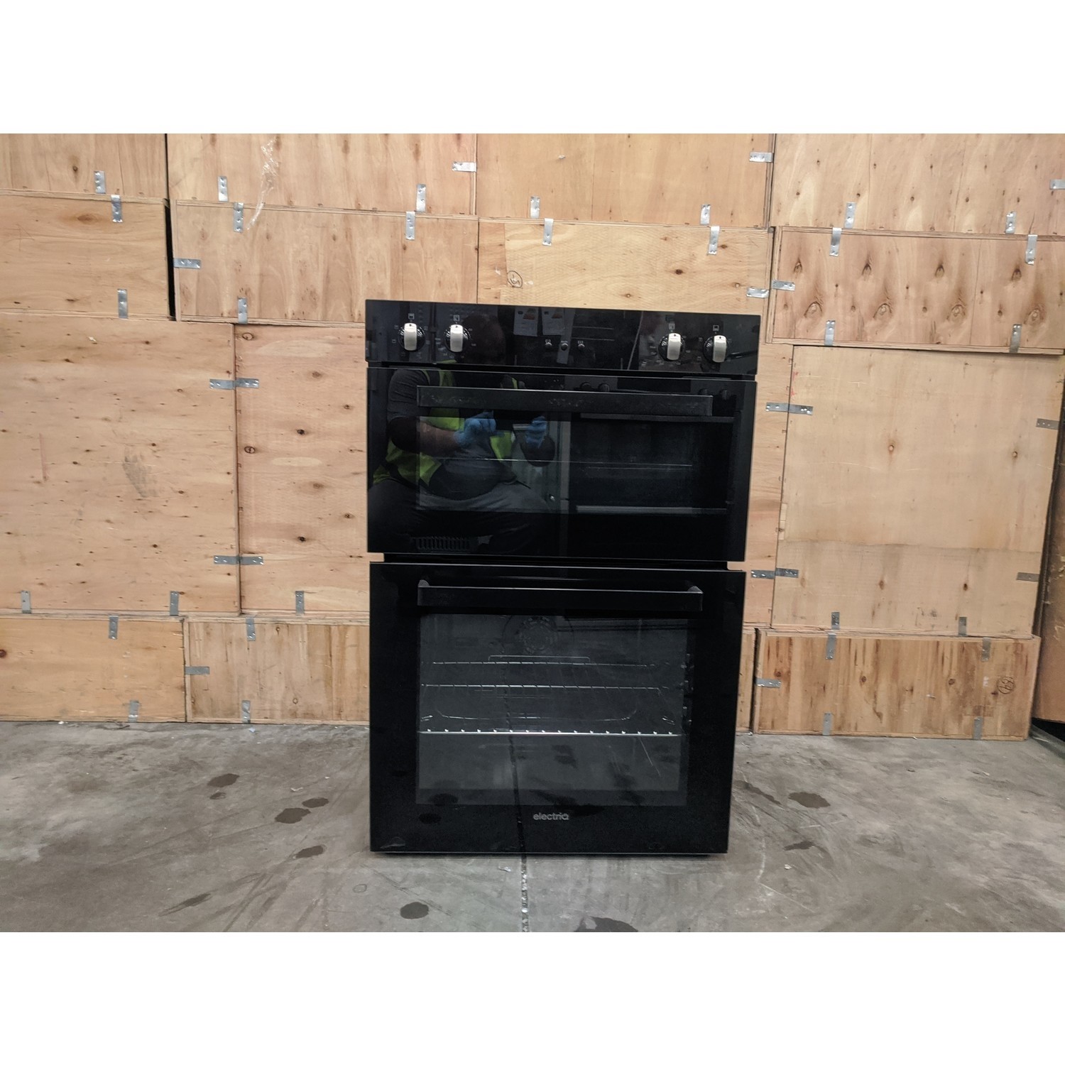 Refurbished electriQ EQDO1BLACK 60cm Double Built In Electric Oven