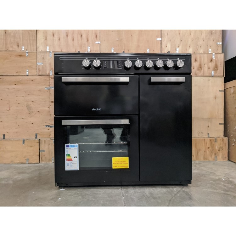 Refurbished electriQ IQRANGE90B 90cm Dual Fuel Triple Cavity Range Cooker Black